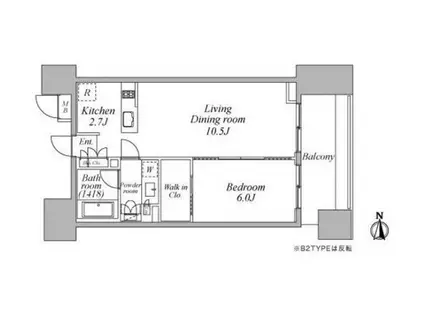 レジディア芝浦KAIGAN(1LDK/8階)の間取り写真