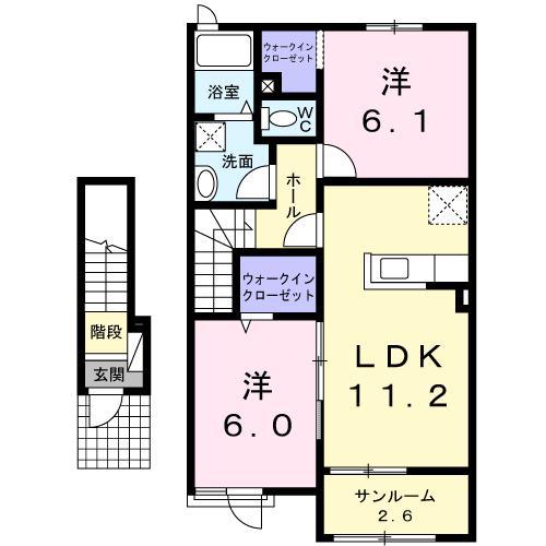 グレーシア(2LDK/2階)の間取り写真