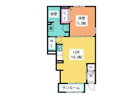 リーズフォート(1LDK/1階)の間取り写真