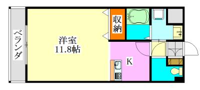 ウィングテラス実籾(ワンルーム/4階)の間取り写真