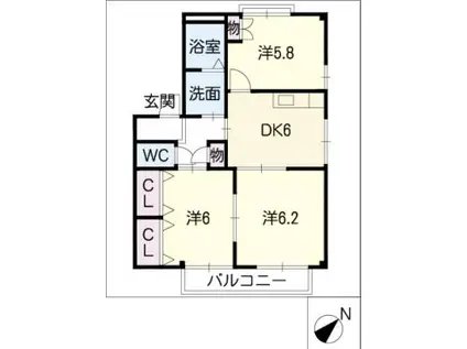 FORESTVILLAII(3DK/1階)の間取り写真