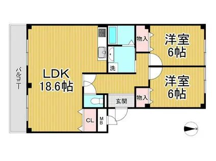サンアベリア(2LDK/2階)の間取り写真