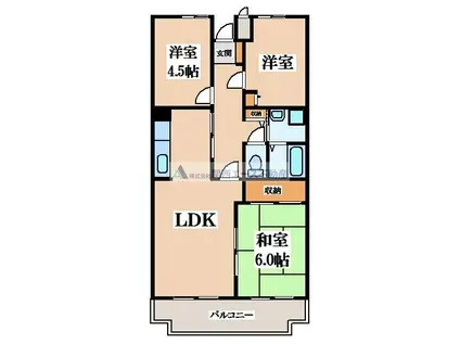 GREEN VILLA GORYO(3LDK/2階)の間取り写真