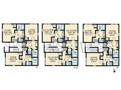 グランクオール南砂町ウエストレジデンス(1K/2階)の間取り写真