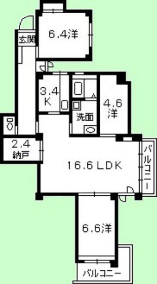 牛田ハイム(3SLDK/5階)の間取り写真