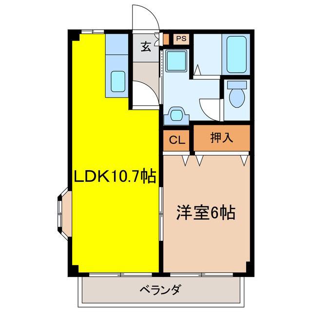 グリーンシャトー(1LDK/2階)の間取り写真