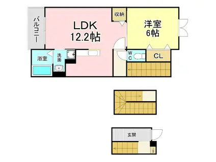 ハーモニーガーデン小文字I(1LDK/3階)の間取り写真