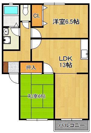 ヴェール長行(2LDK/2階)の間取り写真
