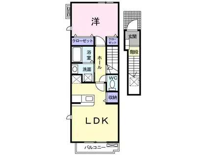 フレグランス一番館(1LDK/2階)の間取り写真