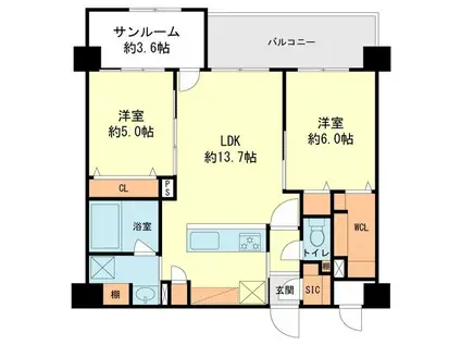 大和町4丁目ビル工事(2LDK/3階)の間取り写真
