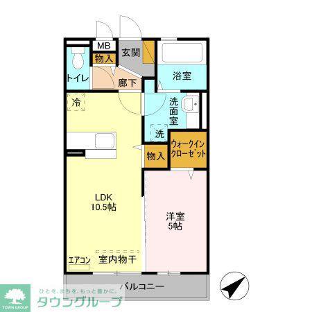 プレ・ド・ラ・ガールせんげん台(1LDK/2階)の間取り写真