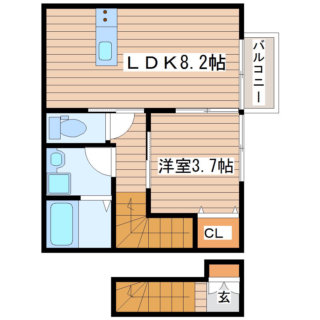 リヴィエールI(1LDK/2階)の間取り写真