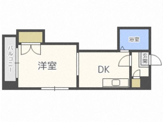 札幌JOW2ビル(1DK/8階)の間取り写真