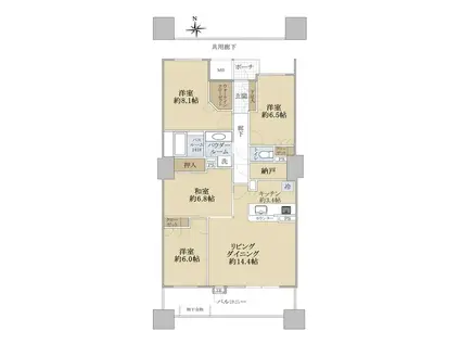 シティハウス仙台榴岡ツインタワーズ(4LDK/12階)の間取り写真