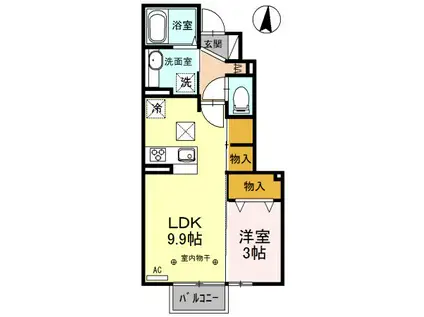 ＪＲ宇都宮線 宇都宮駅 バス乗車時間：20分 最寄りバス停で下車 徒歩5分 2階建 築10年(1LDK/1階)の間取り写真