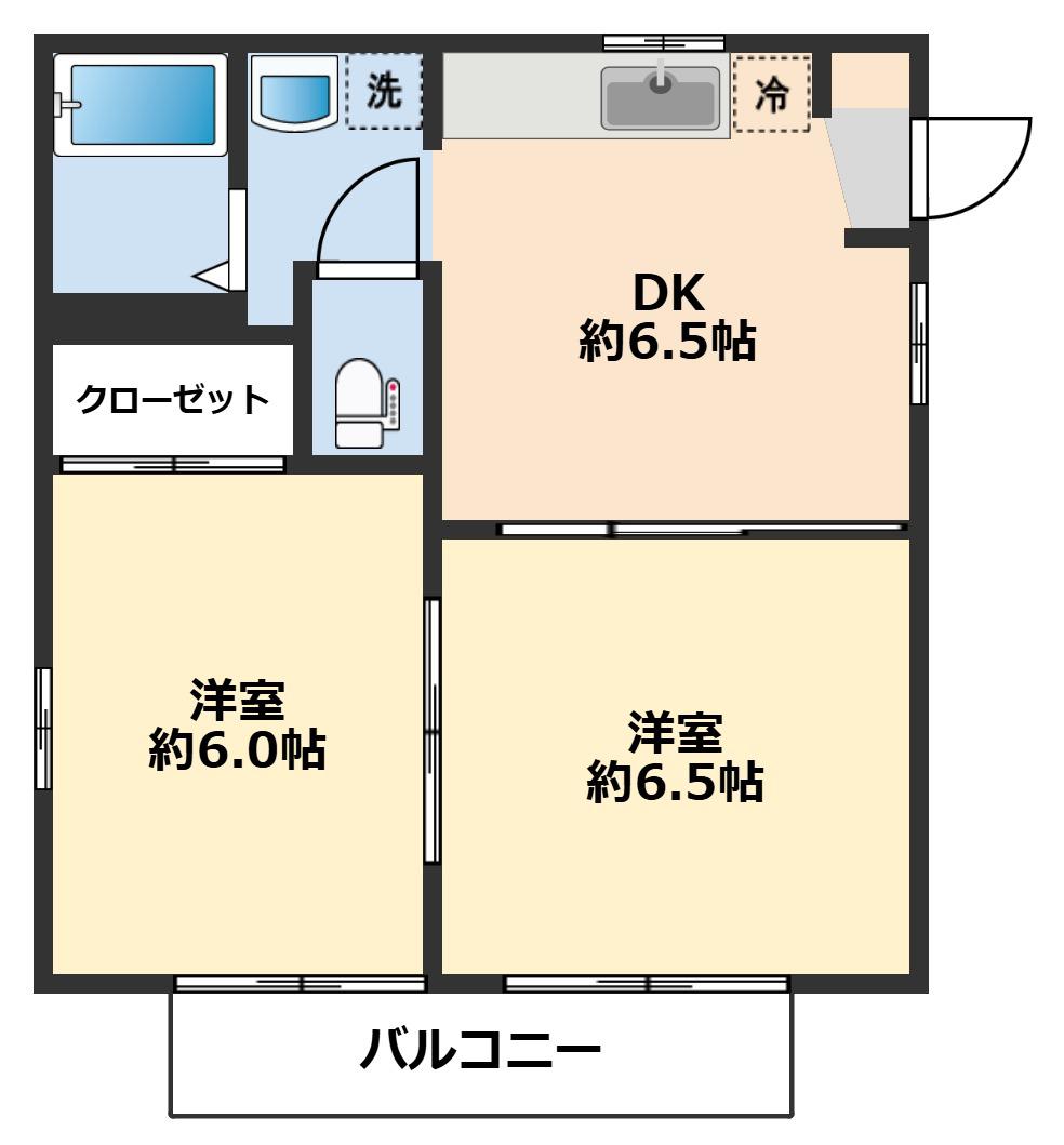 野比2丁目アパート(2DK/1階)の間取り写真