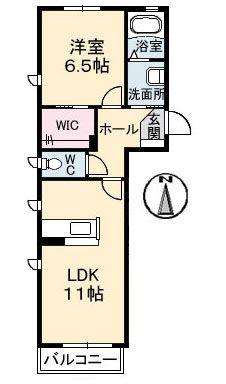 ボン・エール(1LDK/2階)の間取り写真