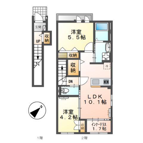 プロムナード(2LDK/2階)の間取り写真