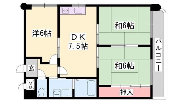 ロイヤルコーポ野田(3DK/5階)の間取り写真