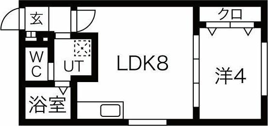 ラフィーネ医大前(1LDK/2階)の間取り写真