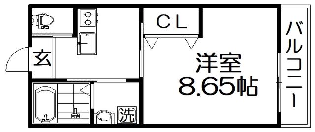 クラウディア中宮(1K/2階)の間取り写真