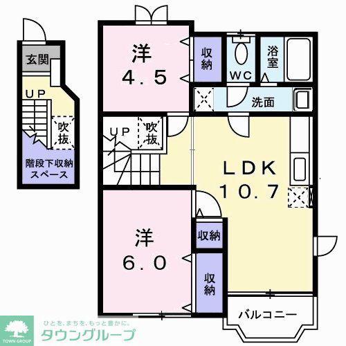 カシオペア(2LDK/2階)の間取り写真