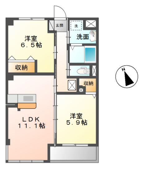 パームヒルズ(2LDK/3階)の間取り写真