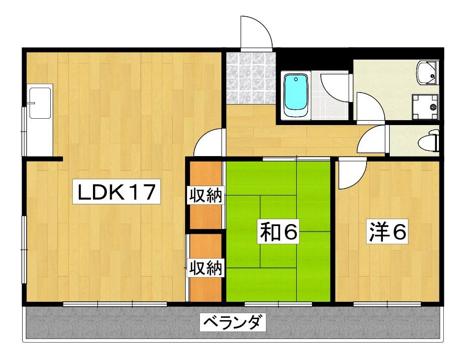 藤ロイヤルハイツ(2LDK/4階)の間取り写真