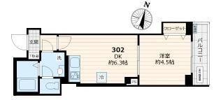 MMYホームズ關井(1DK/3階)の間取り写真