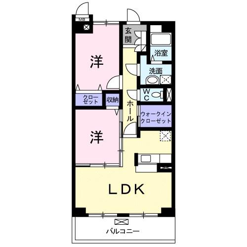 グランツ・トマツ(2LDK/1階)の間取り写真
