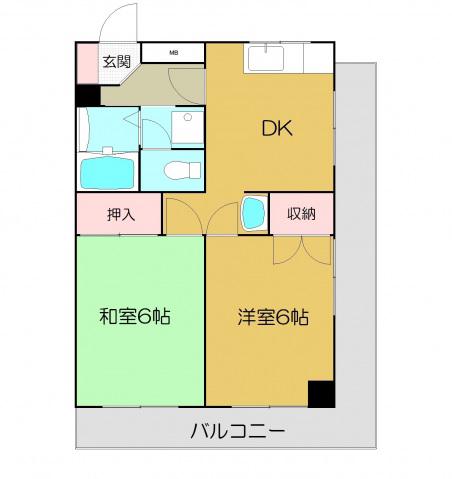シティパレス1(2DK/2階)の間取り写真