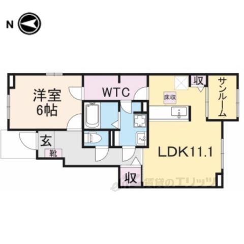 サンリット梶原Ⅰ(1LDK/1階)の間取り写真