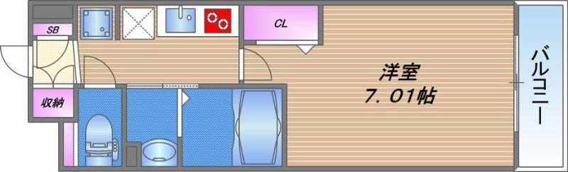 LUXE大阪城南(1K/10階)の間取り写真
