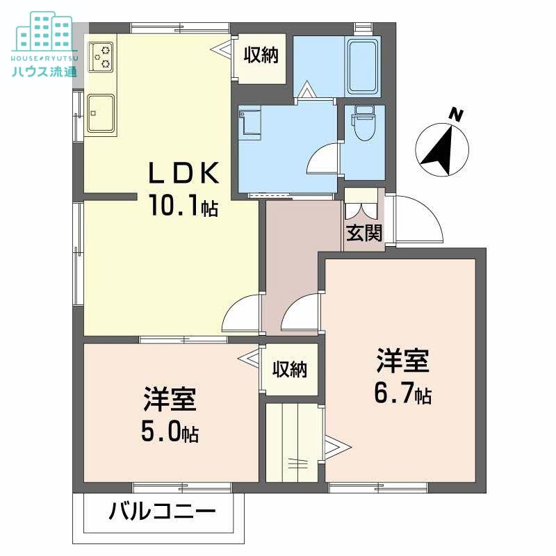 フレグランス吉田(2LDK/2階)の間取り写真