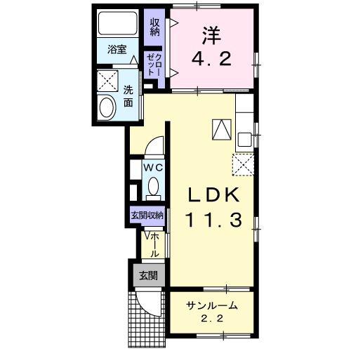 ラルーチェ(1LDK/1階)の間取り写真