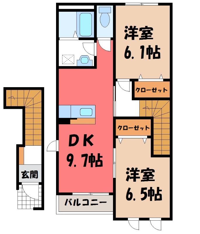 エトワール(2DK/2階)の間取り写真