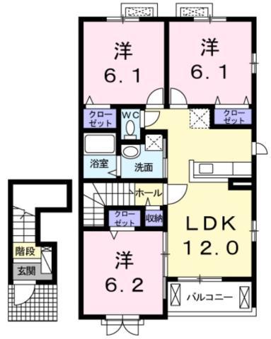 エトワール沖洲A(3LDK/2階)の間取り写真