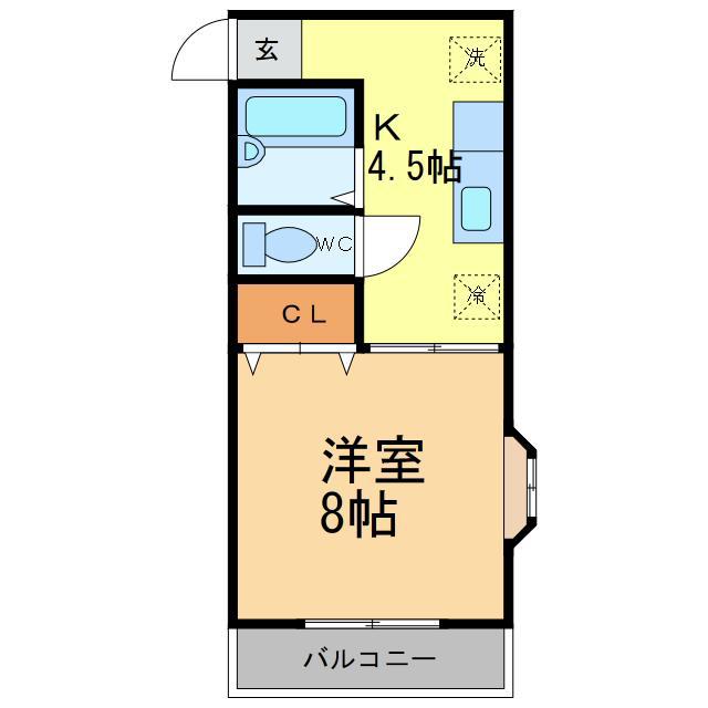 リッツハウス(1K/2階)の間取り写真