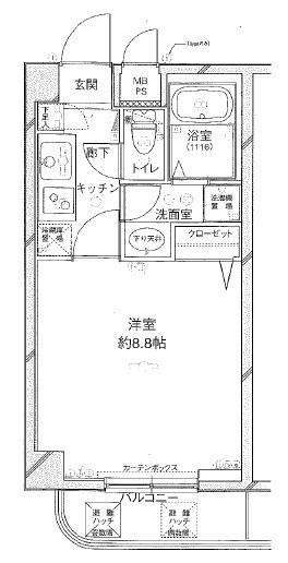 グリフォーネ横浜・西口(1K/4階)の間取り写真