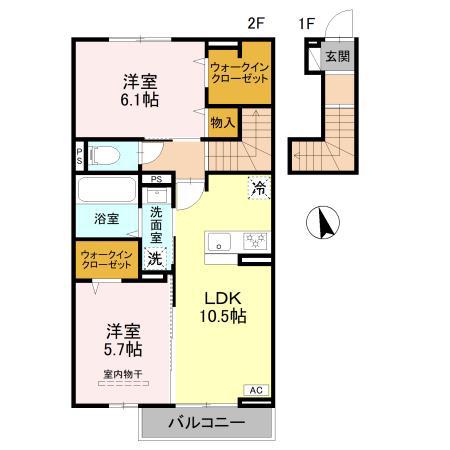 D-ROOM江井島(2LDK/2階)の間取り写真