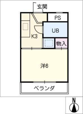 グリーンハイツ深田(1K/4階)の間取り写真