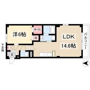 プリムローズ(1LDK/1階)の間取り写真