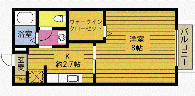サンフォーレス中野  A棟(1K/2階)の間取り写真