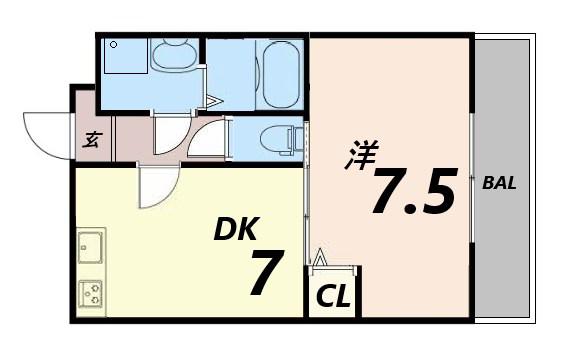 東雲Kマンション(1DK/2階)の間取り写真