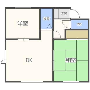 柏ハイツ(2LDK/1階)の間取り写真