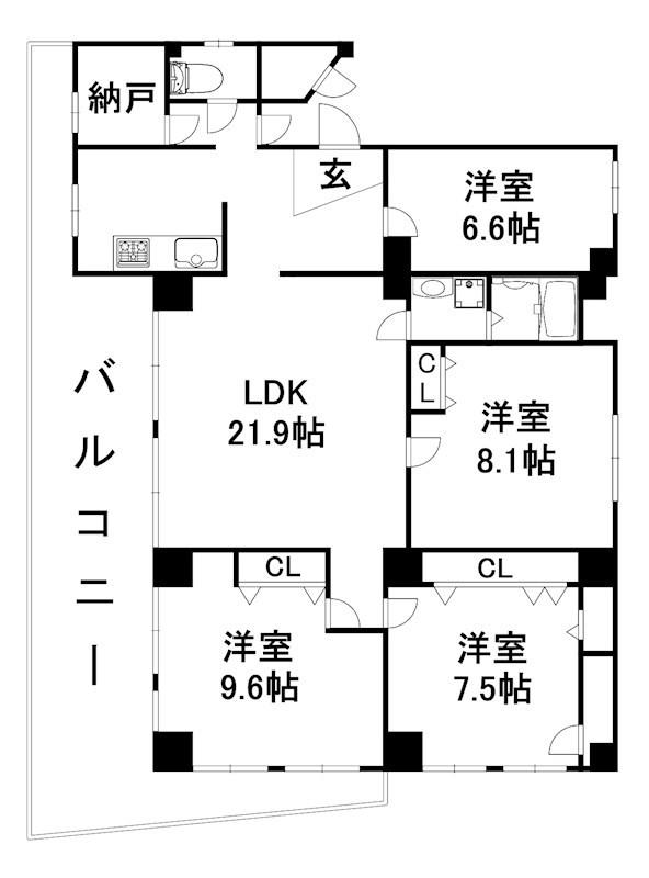 北野ガーデンヴィラ(4SLDK/1階)の間取り写真