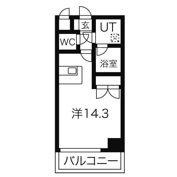 ヴェルシェーヌ桜橋(1K/7階)の間取り写真