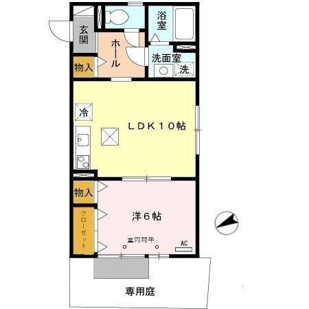 ヴィアーレ(1LDK/1階)の間取り写真
