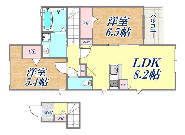 メゾンド・メルヴェーユ須磨(2LDK/2階)の間取り写真