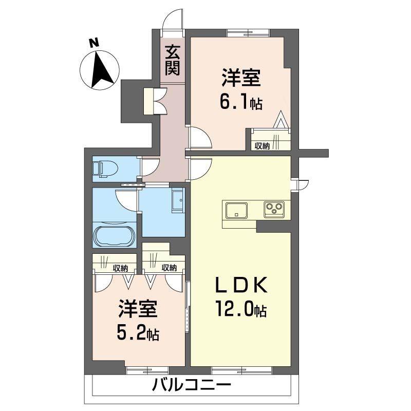 ソラーレ東大宮(2LDK/1階)の間取り写真